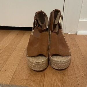 Marc Fisher Tan Espadrille Wedge Shoes